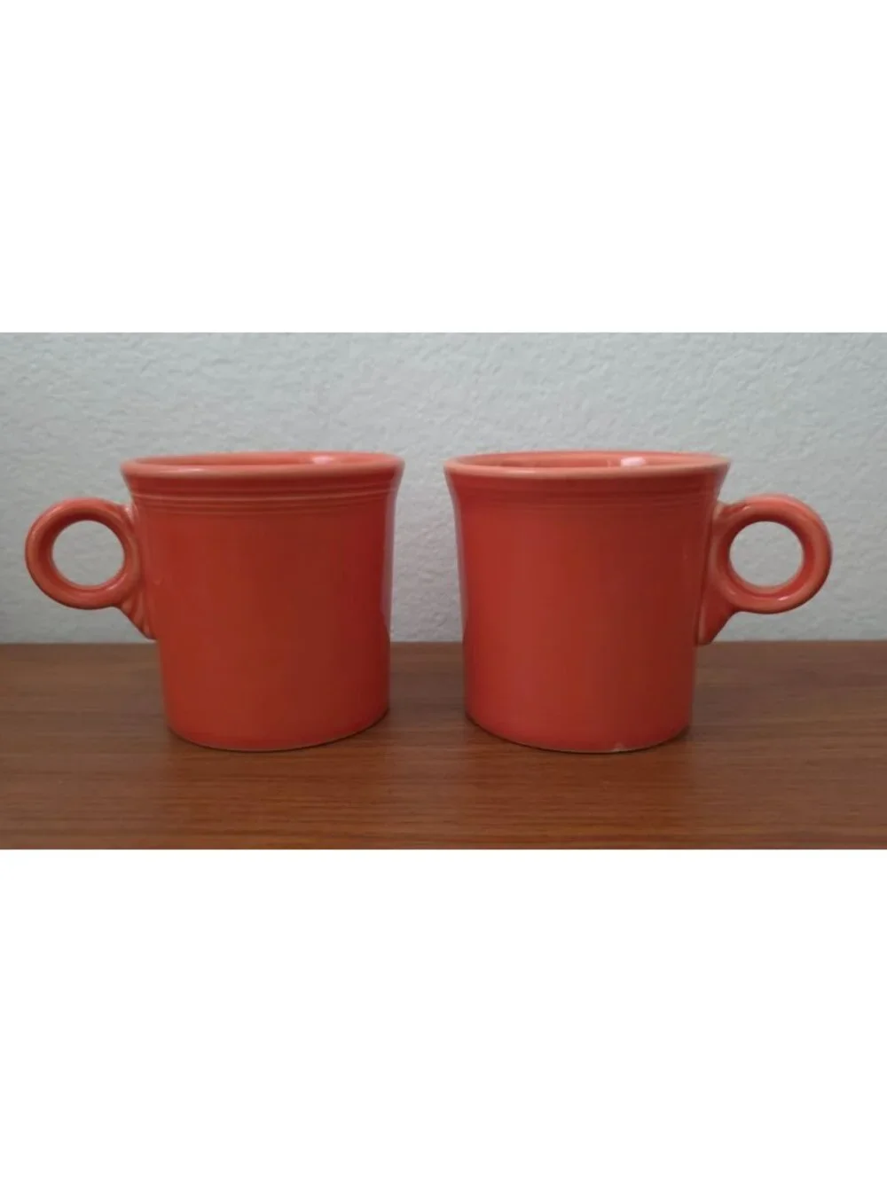 Set Of 2 FIESTA Persimmon Orange Ceramic Ring Handle 10.25 oz Coffee Mugs - USA